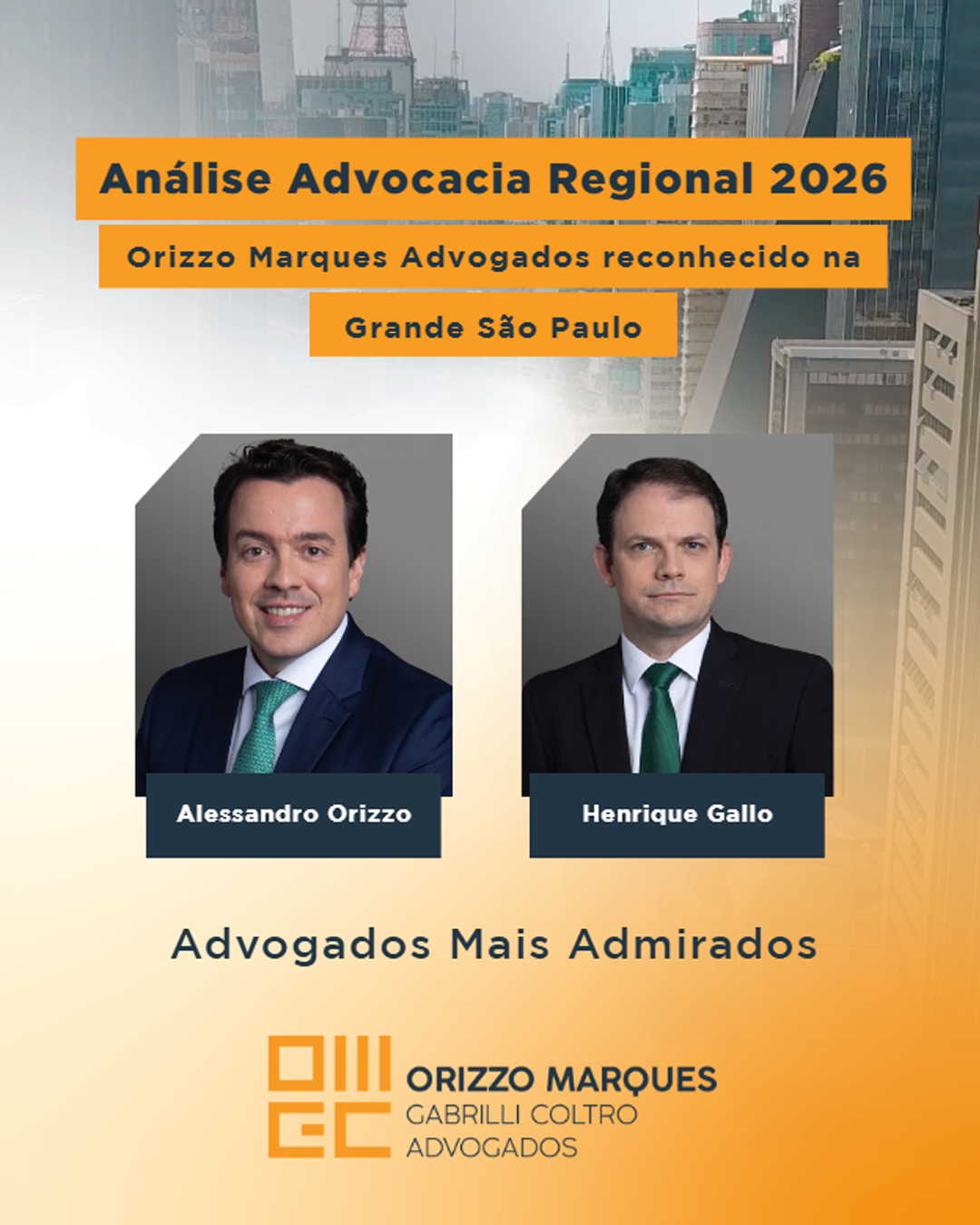 Orizzo Marques Advogados reconhecido na Análise Advocacia Regional 2026